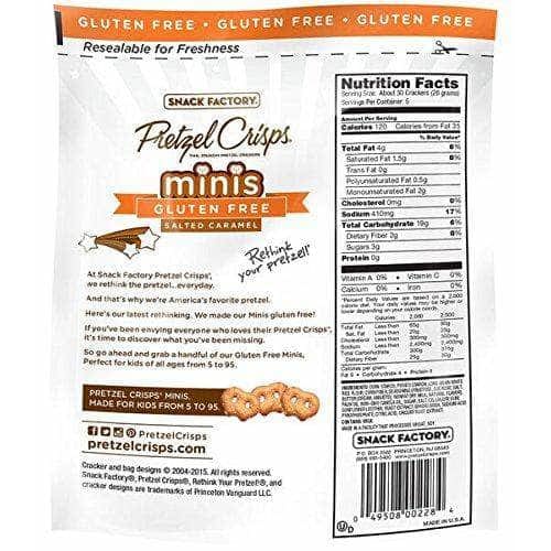 SNACK FACTORY Snack Factory Salted Caramel Pretzel Minis Gluten Free, 5 Oz
