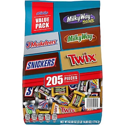 Snickers Twix And More Chocolate Candy Bars Bulk Miniature Candy 205 ct. - Home/Seasonal/Halloween/Halloween Candy & Snacks/ - Mars