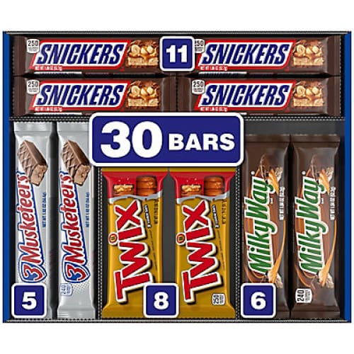 Snickers Twix & More Chocolate Candy Bars Full-Size Variety Pack 30 ct. - Home/Seasonal/Halloween/Halloween Candy & Snacks/ - Mars
