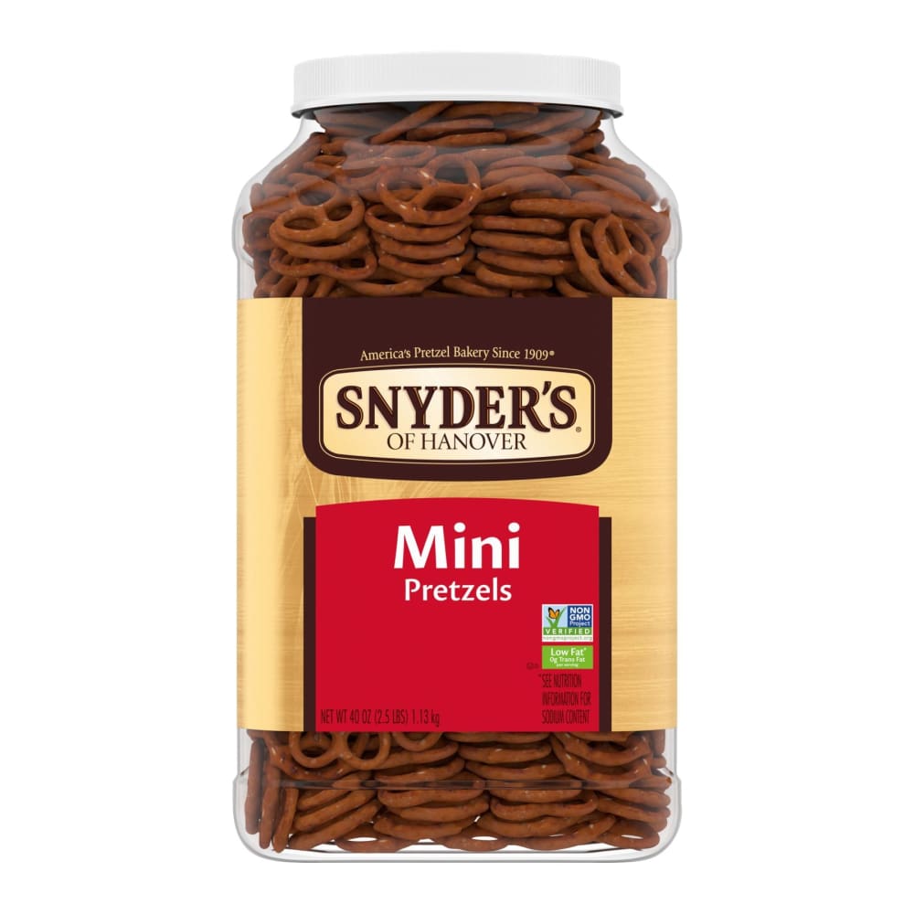 Snyder’s of Hanover Snyder’s of Hanover Mini Pretzels Canister 40 oz. - Home/Grocery Household & Pet/Canned & Packaged Food/Snacks/Salty