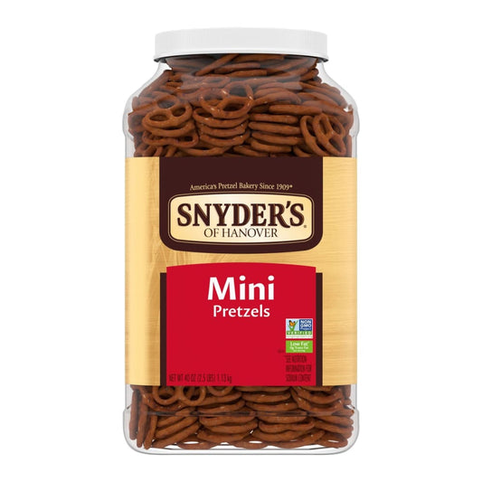 Snyder’s of Hanover Snyder’s of Hanover Mini Pretzels Canister 40 oz. - Home/Grocery Household & Pet/Canned & Packaged Food/Snacks/Salty