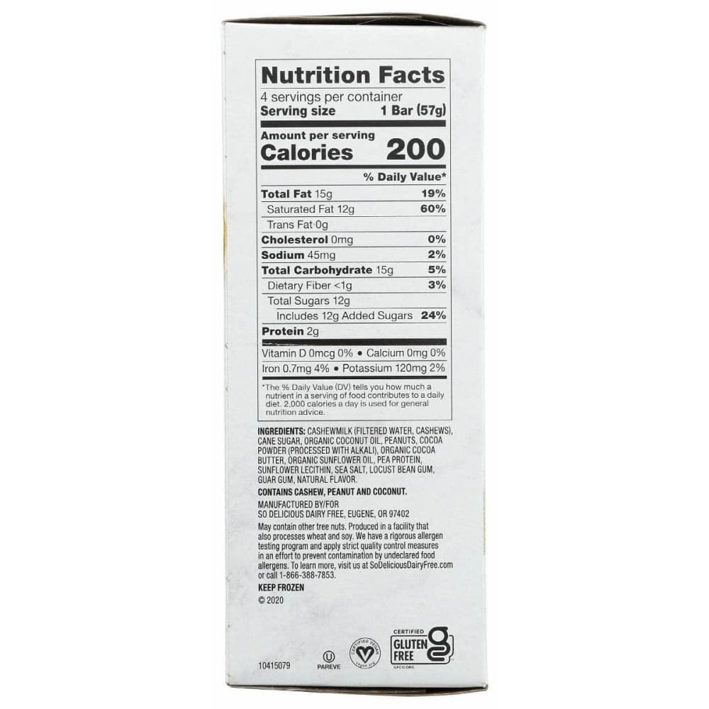 SO DELICIOUS Grocery > Chocolate, Desserts and Sweets > Ice Cream & Frozen Desserts SO DELICIOUS: Ice Cream Cashw Pnut Bttr, 2.3 fo