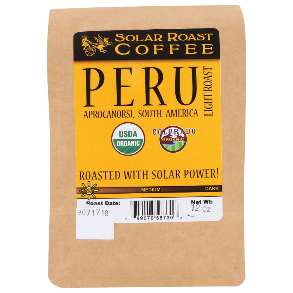 SOLAR ROAST COFFEE LLC: Peru Organic Coffee Light Roast 12 oz (Pack of 2) - Beverages > Coffee Tea & Hot Cocoa - SOLAR ROAST COFFEE LLC