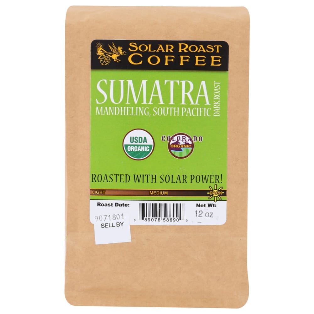SOLAR ROAST COFFEE LLC: Solar Roast Sumatra Organic Coffee Dark Roast 12 oz (Pack of 2) - Beverages > Coffee Tea & Hot Cocoa - SOLAR ROAST