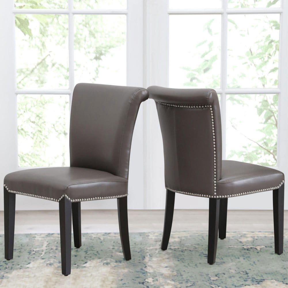 Soloman Durable Gray Faux Leather Dining Chair (Set of 2) - Dining Room Furniture - ShelHealth