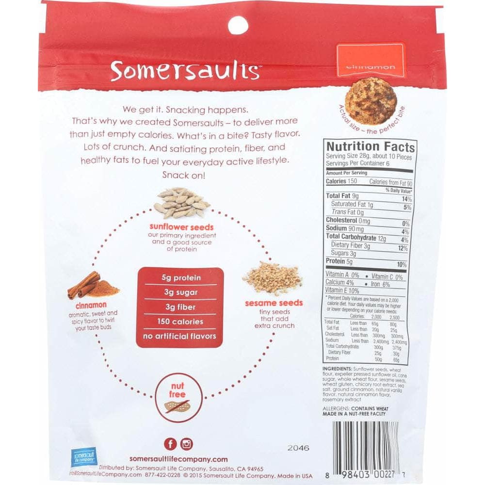Somersaults Somersault Snack Snack Cinnamon Crunch, 6 oz