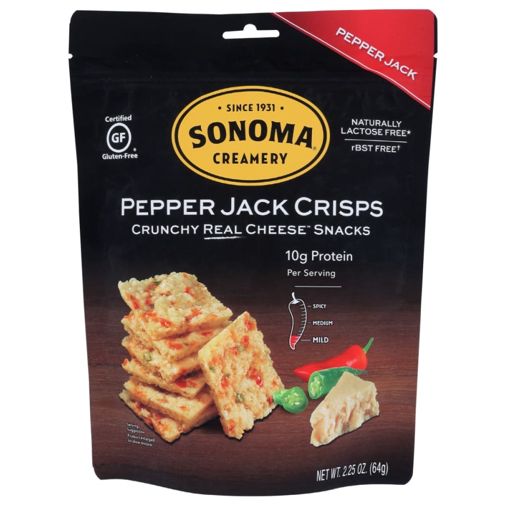 SONOMA CREAMERY: Crisp Cheese Pepper Jack 2.25 OZ (Pack of 5) - Grocery > Snacks > Crackers > Crispbreads & Toasts - SONOMA CREAMERY