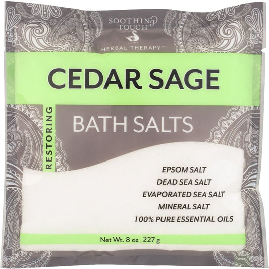 SOOTHING TOUCH: Bath Salt Cedar Sage 8 oz (Pack of 6) - Beauty & Body Care > Soap and Bath Preparations > Bath Salts & Fragrance - SOOTHING