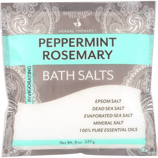 SOOTHING TOUCH: Bath Salt Peppemint Rosemary 8 oz (Pack of 6) - Beauty & Body Care > Soap and Bath Preparations > Bath Salts & Fragrance -