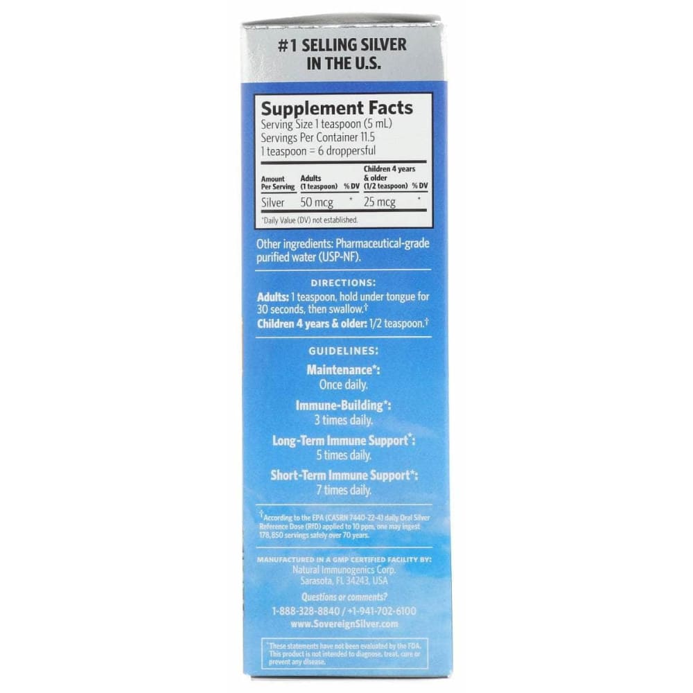 SOVEREIGN SILVER Health > Vitamins & Supplements SOVEREIGN SILVER: Bio Active Silver Hydrosol Dropper Top, 2 oz