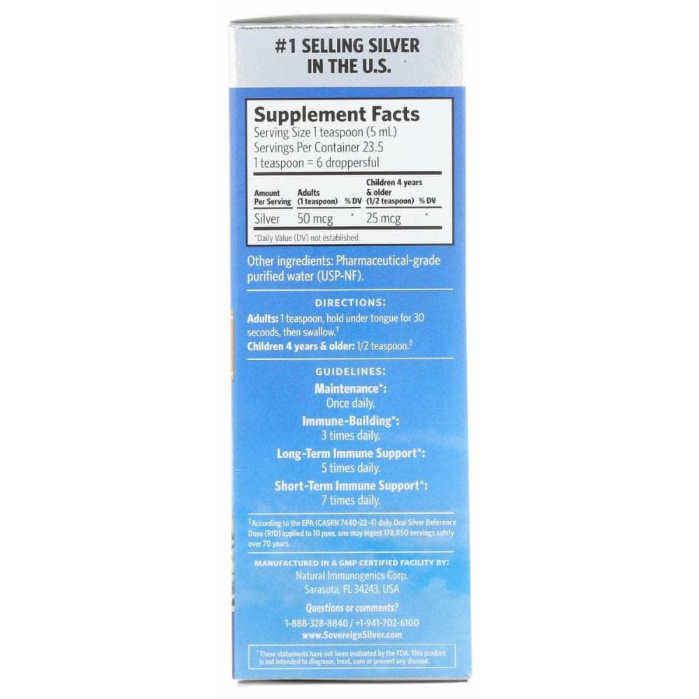 SOVEREIGN SILVER Health > Vitamins & Supplements SOVEREIGN SILVER: Bio Active Silver Hydrosol Dropper Top, 4 oz