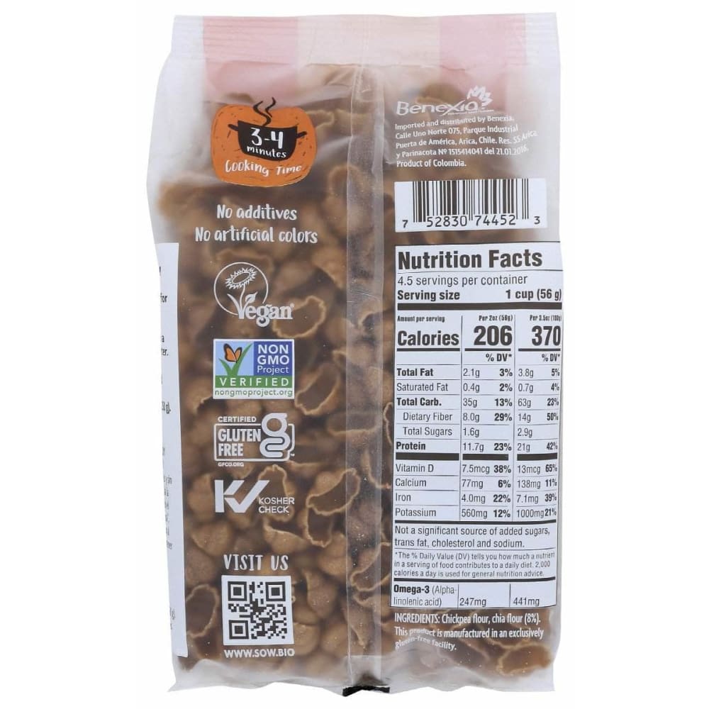 SOW Sow Pasta Chickpea Chia Shell, 8.8 Oz