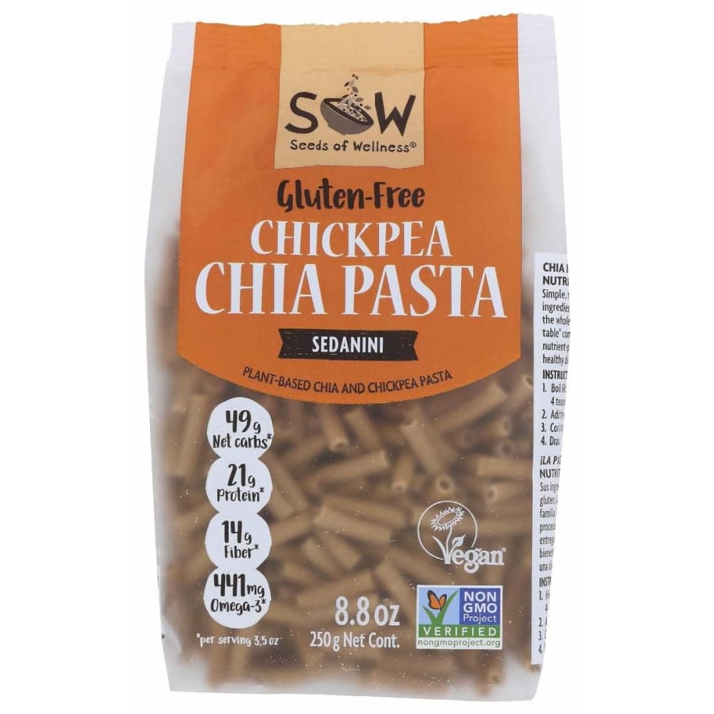 SOW Sow Pasta Chckp Chia Sedanini, 8.8 Oz