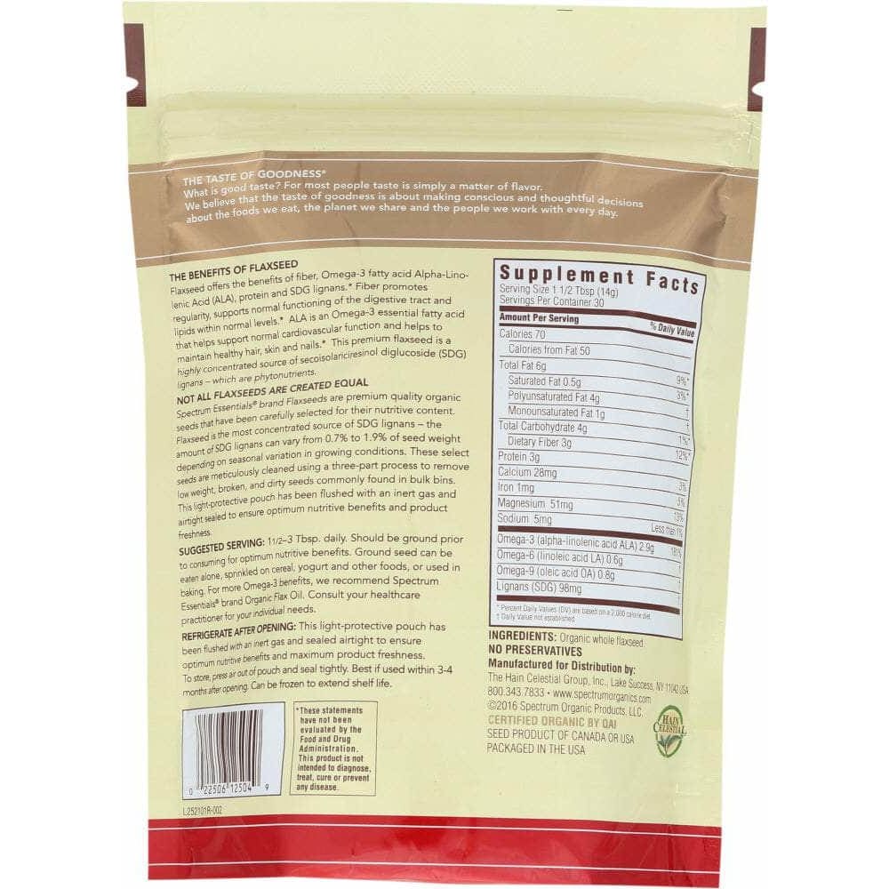 Spectrum Organic Products Spectrum Essentials Organic Whole Premium Flaxseed, 15 oz