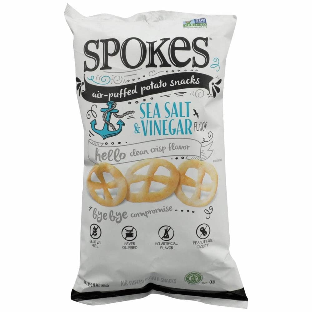 SPOKES Grocery > Snacks > Chips > Puffed Snacks SPOKES: Air Puffed Potato Snacks Sea Salt and Vinegar, 2.8 oz