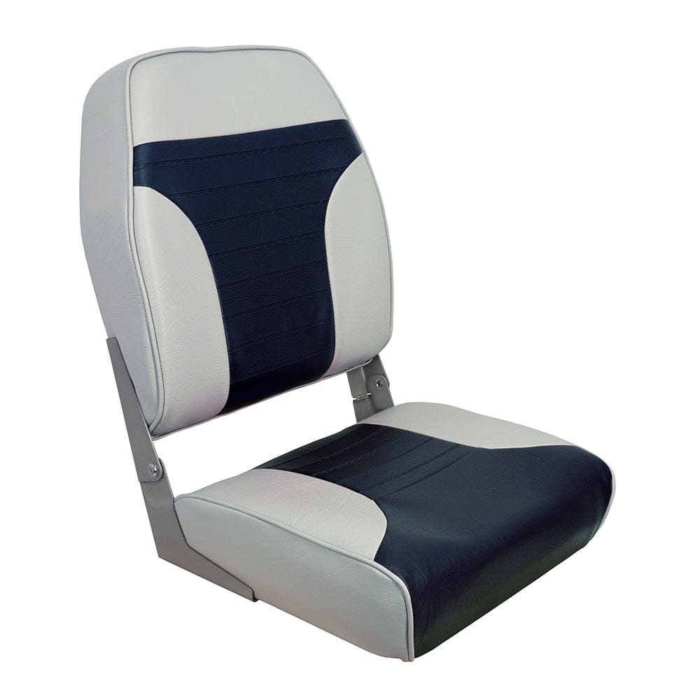 Springfield High Back Multi-Color Folding Seat - Blue/ Grey - Boat Outfitting | Seating - Springfield Marine