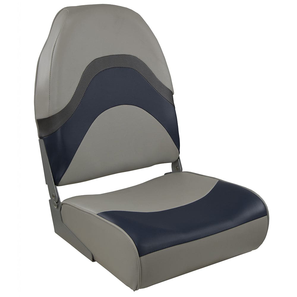 Springfield Premium Wave Folding Seat - Grey/ Blue w/ Meteor Stripe - Boat Outfitting | Seating - Springfield Marine