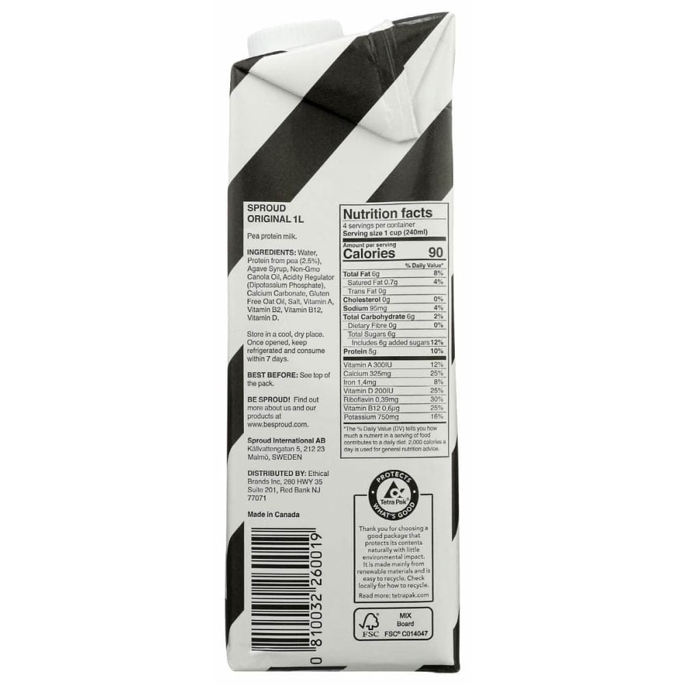 SPROUD Grocery > Beverages > Milk & Milk Substitutes SPROUD: Milk Pea Original, 33.8 fo