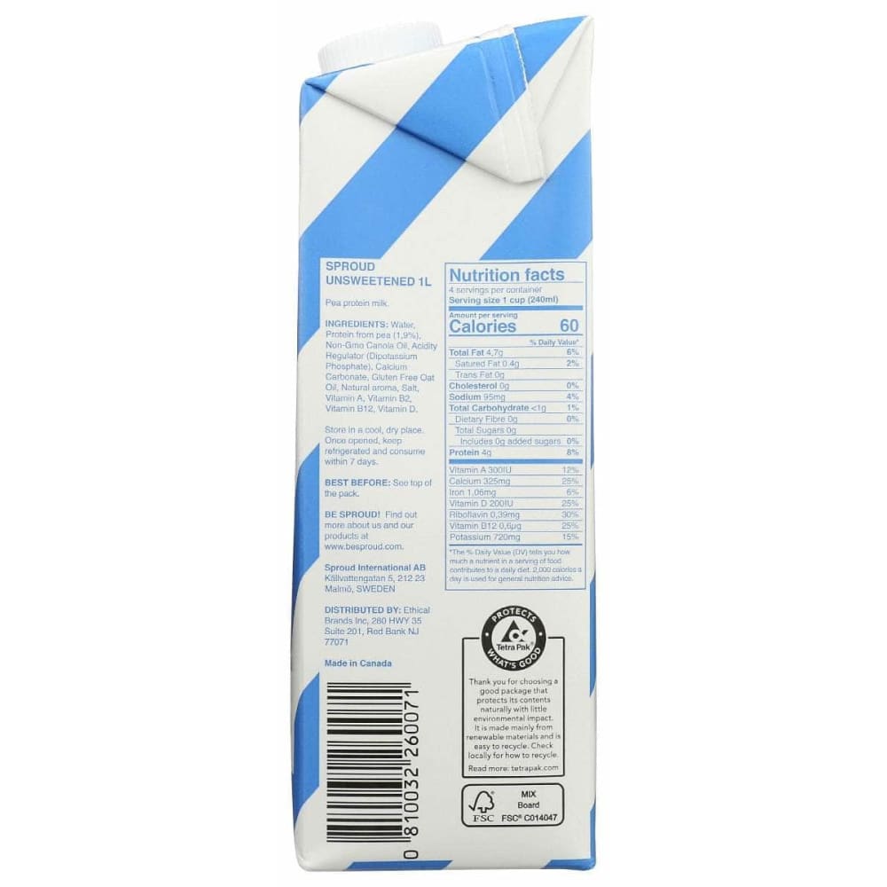 SPROUD Grocery > Beverages > Milk & Milk Substitutes SPROUD: Milk Pea Unsweetened, 33.8 fo