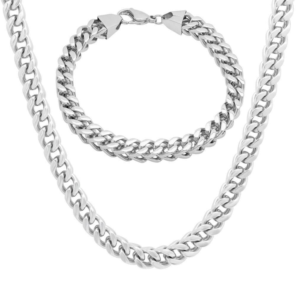 Stainless Steel Franco Link Chain and Bracelet Set - Father’s Day Essentials - Stainless