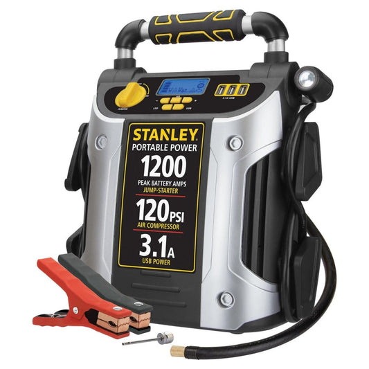 Stanley 1200 Peak Amp Jump Starter & Power Station with 120 PSI Compressor - Tire Inflators - Stanley
