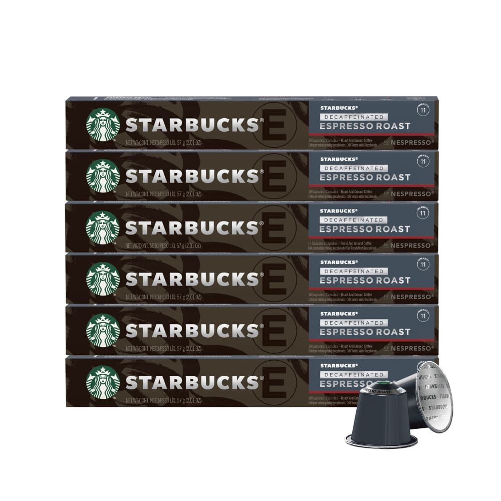 Starbucks by Nespresso Original Line Capsules Decaf Espresso Roast Pods 60 ct. - Home/Grocery Household & Pet/Coffee Tea & Creamer/Coffee/ -