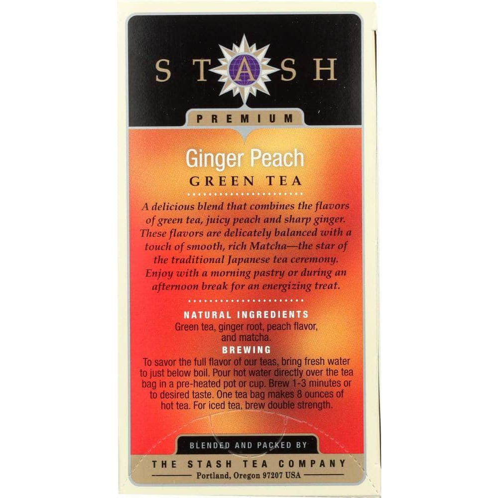 Stash Stash Tea Green Tea Ginger Peach with Matcha 18 Tea Bags, 1.2 Oz