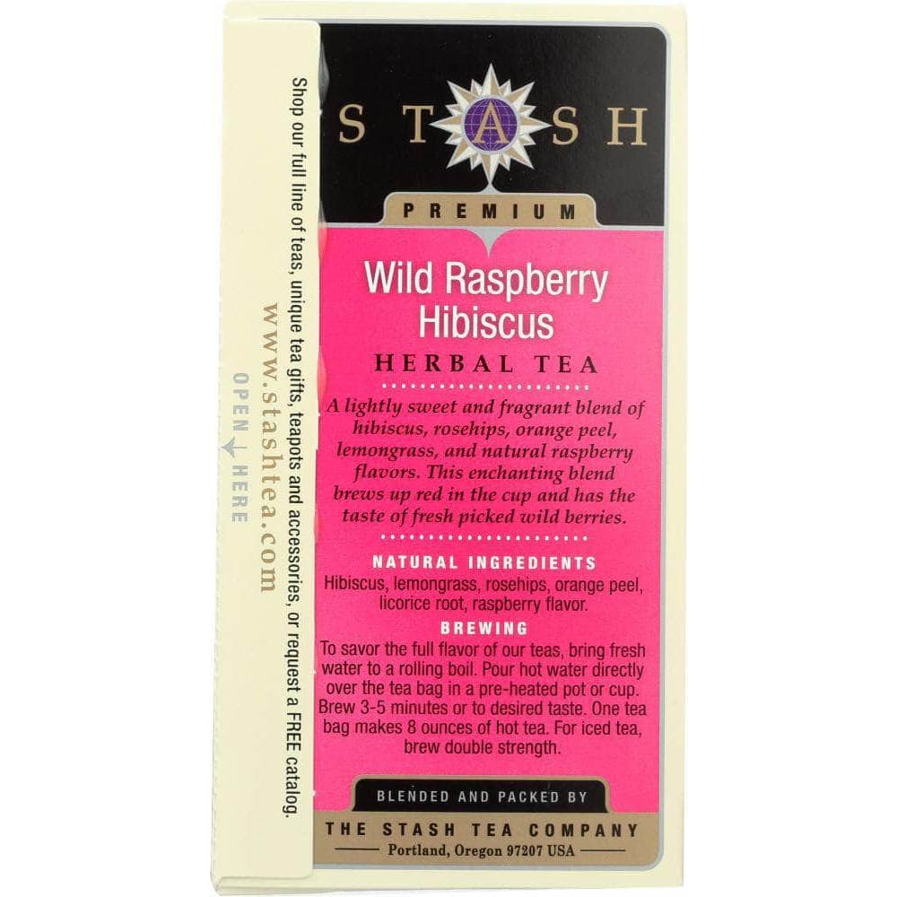 Stash Stash Tea Herbal Tea Wild Raspberry Hibiscus Caffeine Free 20 Tea Bags, 1.3 Oz