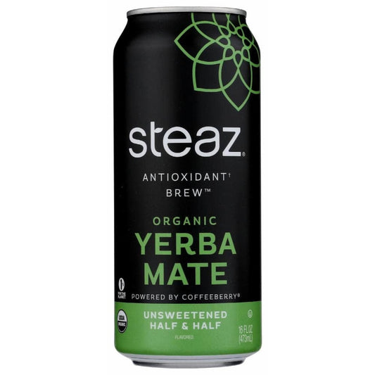 STEAZ Grocery > Beverages > Coffee, Tea & Hot Cocoa STEAZ: Organic Unsweetened Half & Half Yerba Mate, 16 oz