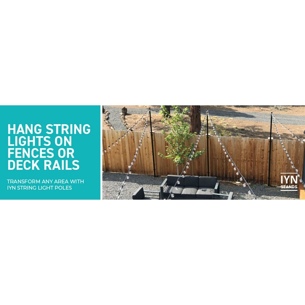 StringLight Pole Stand and Brackets with 25' LED String Lights