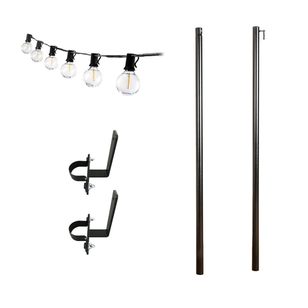 String-Light Pole Stand and Brackets with 25’ LED String Lights - Outdoor Lighting - ShelHealth