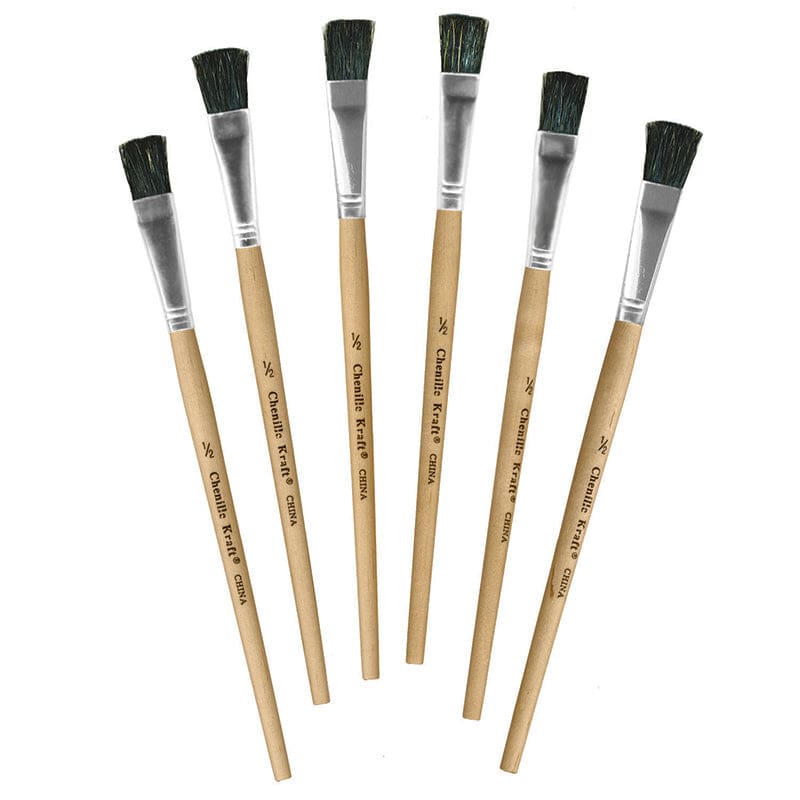 Stubby Easel Brushes 1/2In 6Pk (Pack of 12) - Paint Brushes - Dixon Ticonderoga Co - Pacon