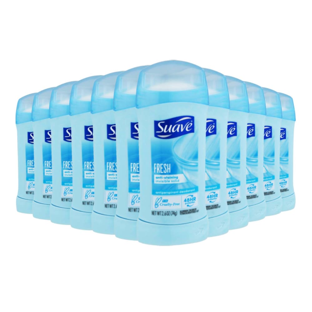 Suave Women’s Fresh Invisible Solid Deodorant Stick 2.6 oz - 12 Pack - Deddorant - Suave