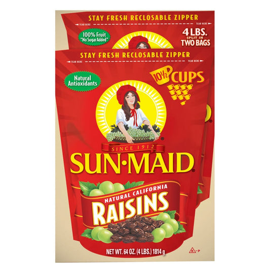 Sun-Maid Sun-Maid California Raisins 4 lbs. - Home/Grocery Household & Pet/Canned & Packaged Food/Snacks/Dried Fruit & Nuts/ - Sun-Maid