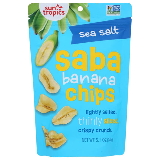 SUN TROPICS: Chips Banana Sea Salt 5.1 OZ (Pack of 5) - Grocery > Snacks > Chips > Vegetable & Fruit Chips - SUN TROPICS