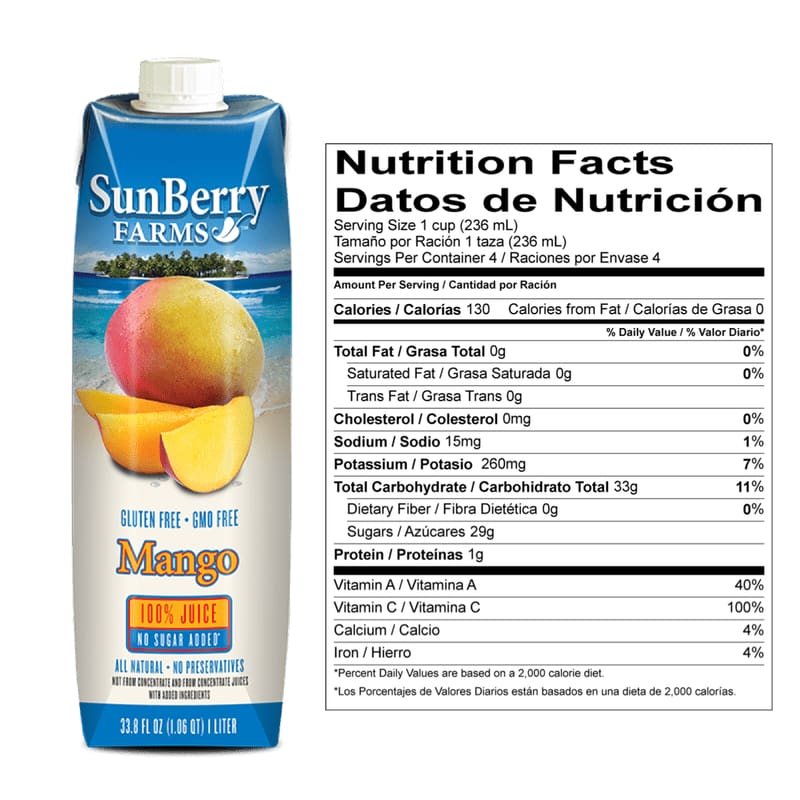 Sunberry Farms Sunberry Farms 100% Mango juice, 33.81 oz