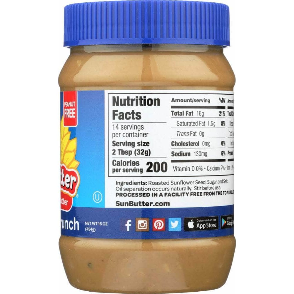 Sunbutter Natural Sunbutter Natural Crunch Sunflower Seed Spread, 16 oz