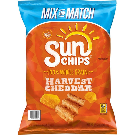 SunChips Whole Grain Snacks Harvest Cheddar (12.25 oz.) (Pack of 2) - Snacks Under $10 - SunChips