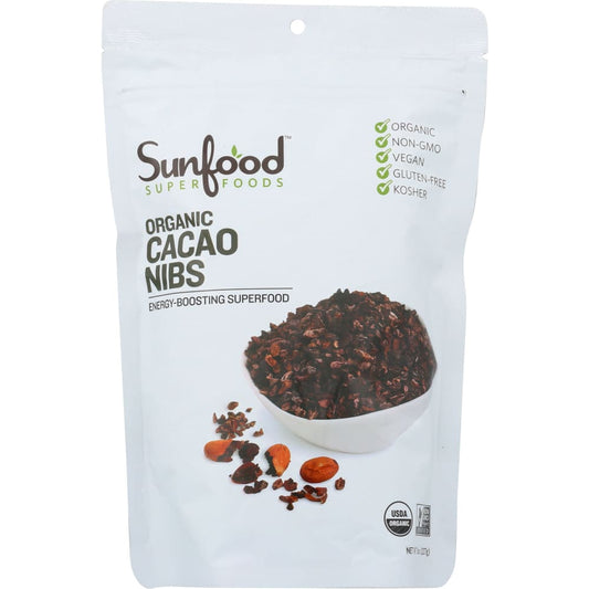 SUNFOOD SUPERFOODS: Organic Cacao Nibs 8 oz (Pack of 3) - MONTHLY SPECIALS - SUNFOOD SUPERFOODS