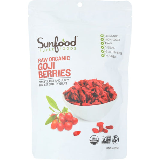 SUNFOOD SUPERFOODS: Organic Goji Berries 8 oz - MONTHLY SPECIALS > Fruit Snacks - SUNFOOD SUPERFOODS