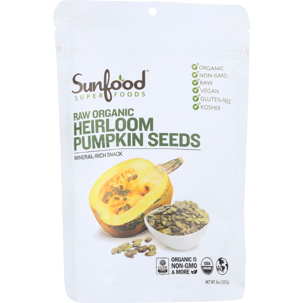 SUNFOOD SUPERFOODS: Pumpkin Seeds Heirlom Org 8 oz - Grocery > Snacks > Nuts > Seeds - Sunfood Superfoods