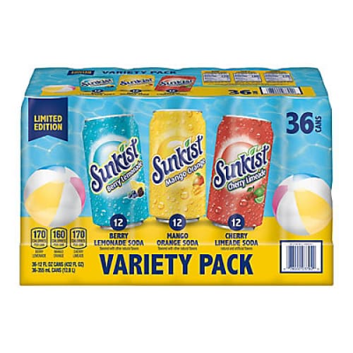 Sunkist Summer Variety Pack Cans 36 pk./12 fl. oz. - Home/Grocery/Specialty Shops/Game Day Beverages/ - Sunkist