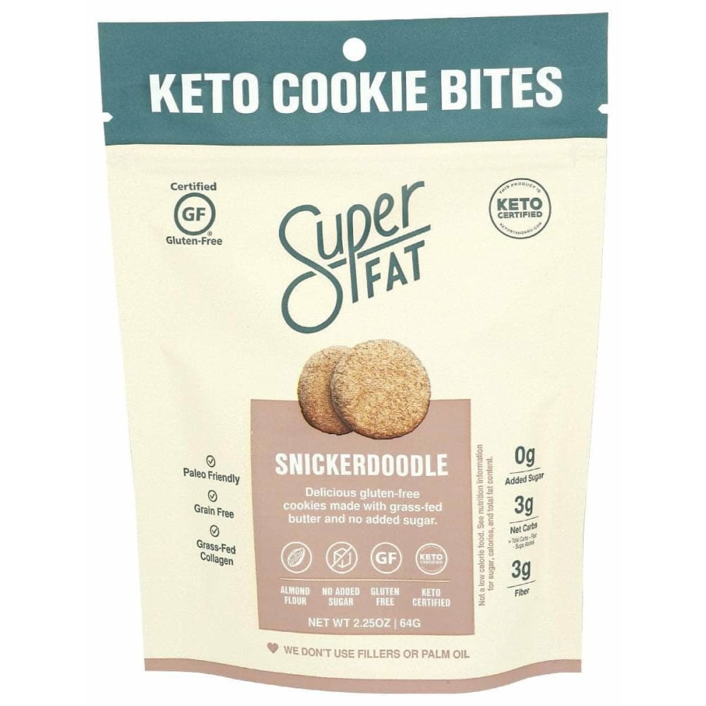 SUPERFAT SUPERFAT Snickerdoodle Keto Cookie Bites, 2.25 oz