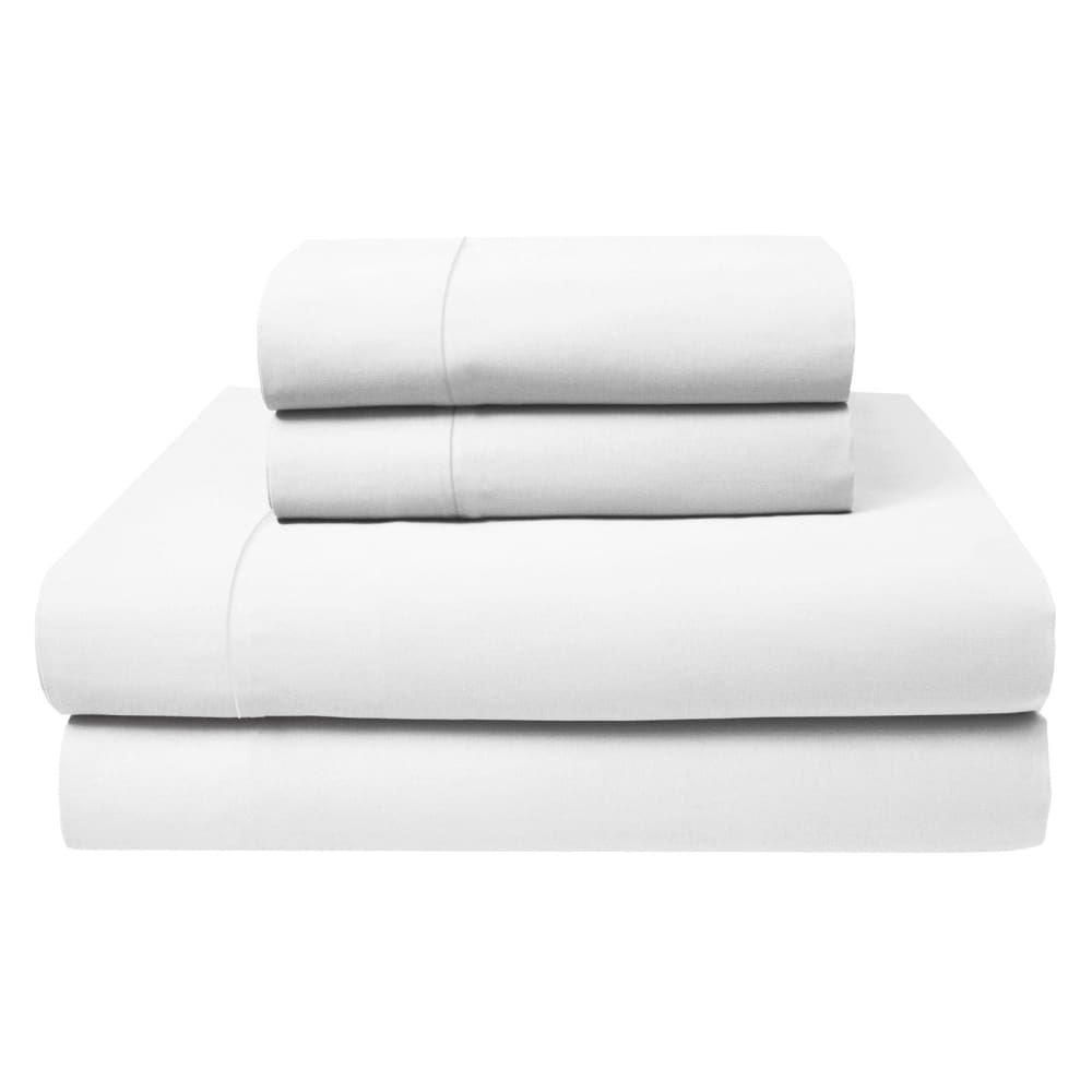 Supreme Elegance 1000TC CVC Satin 6 Pc. King Size Sheet Set - White - Supreme Elegance