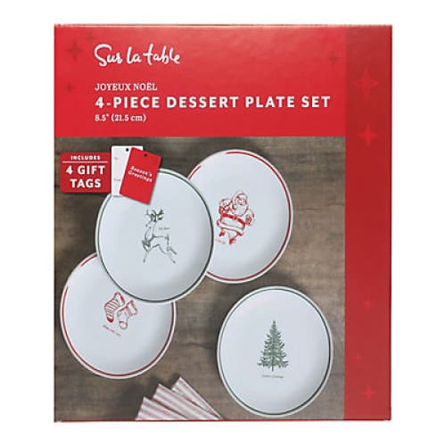 Sur La Table 4-Pc. Holiday Dessert Plate Set - Home/Seasonal/Thanksgiving/Thanksgiving Party Supplies & Cleanup/ - Sur La Table