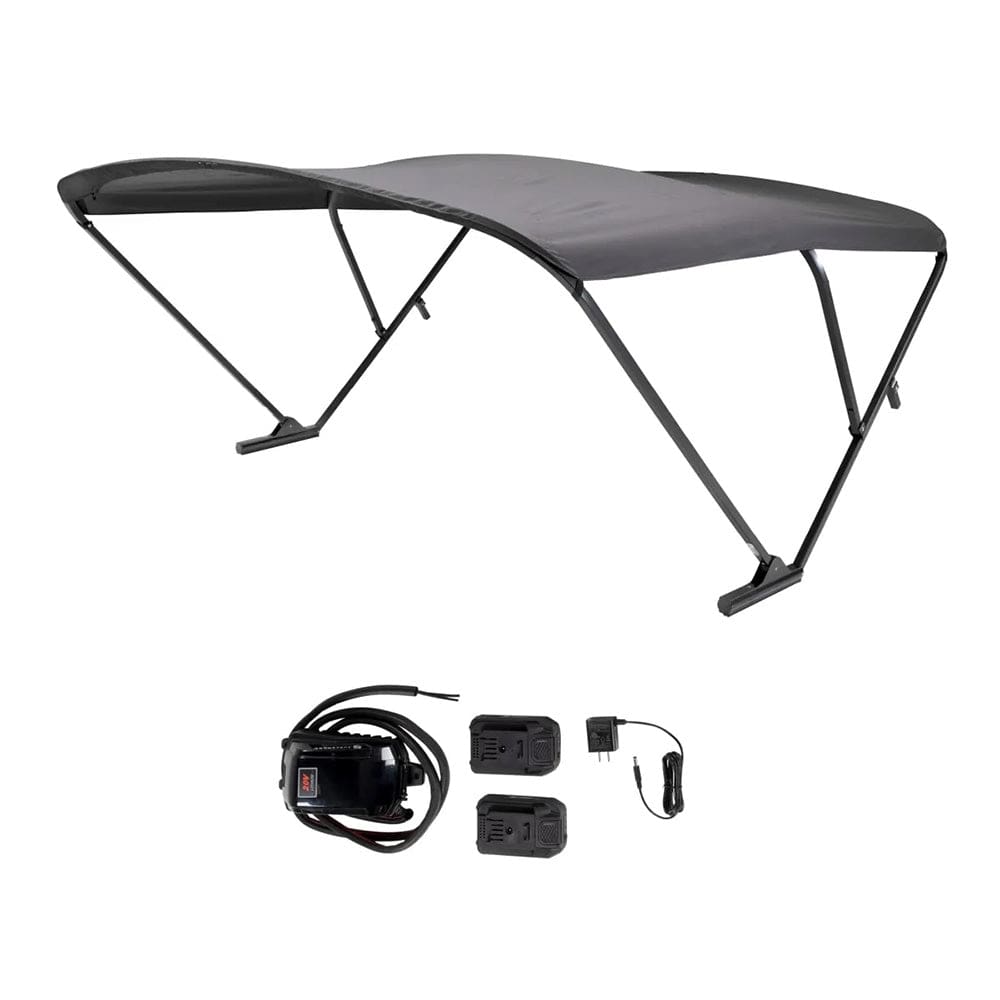 SureShade Battery Powered Bimini - Black Anodized Frame & Black Fabric - Boat Outfitting | Accessories - SureShade