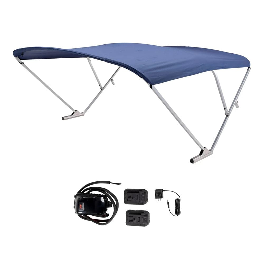 SureShade Battery Powered Bimini - Clear Anodized Frame & Navy Fabric - Boat Outfitting | Accessories - SureShade