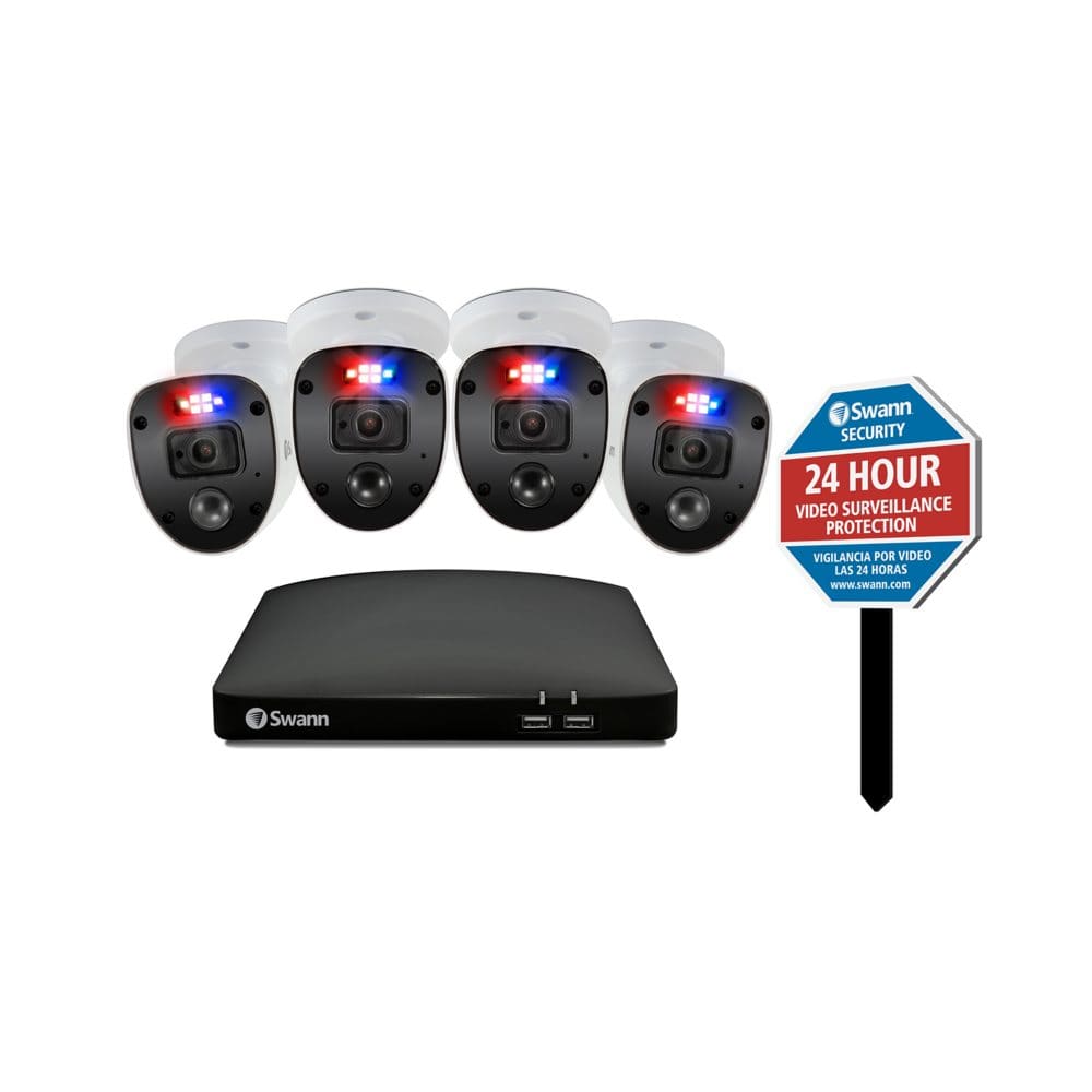Swann Enforcer 8 Channel 4-Camera 1080p Smart Security Wired CCTV Surveillance System Full Color Night Vision (Pack of []) - Home Security