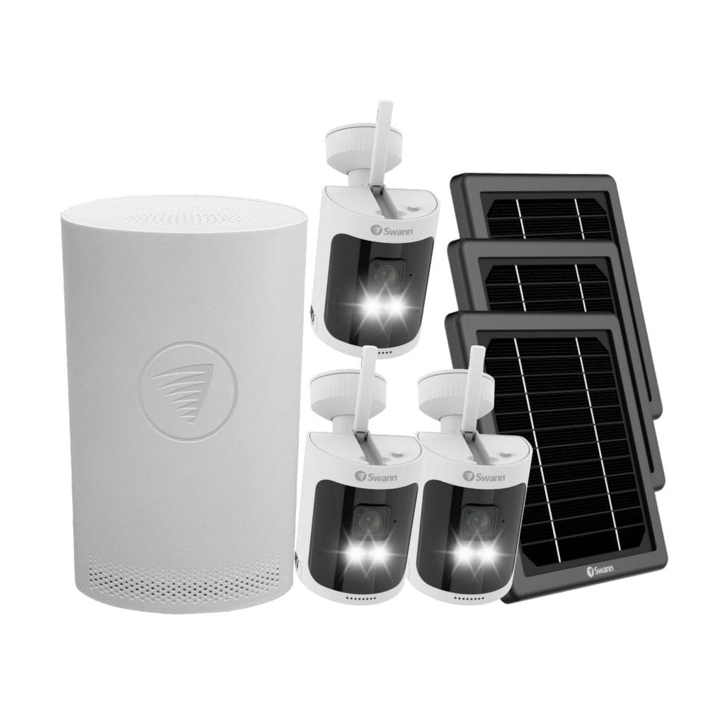 Swann Forever Charged Home Security Kit w/ (3) 2K Wireless Cams & (3) Remote Solar Panels - Home Security Kits & Systems - Swann