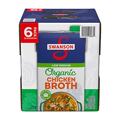 Swanson Organic 100% Natural Low-Sodium Chicken Broth 6 pk./32 oz. - Home/Grocery/Pantry/Soups Ramen & Broth/ - Swanson